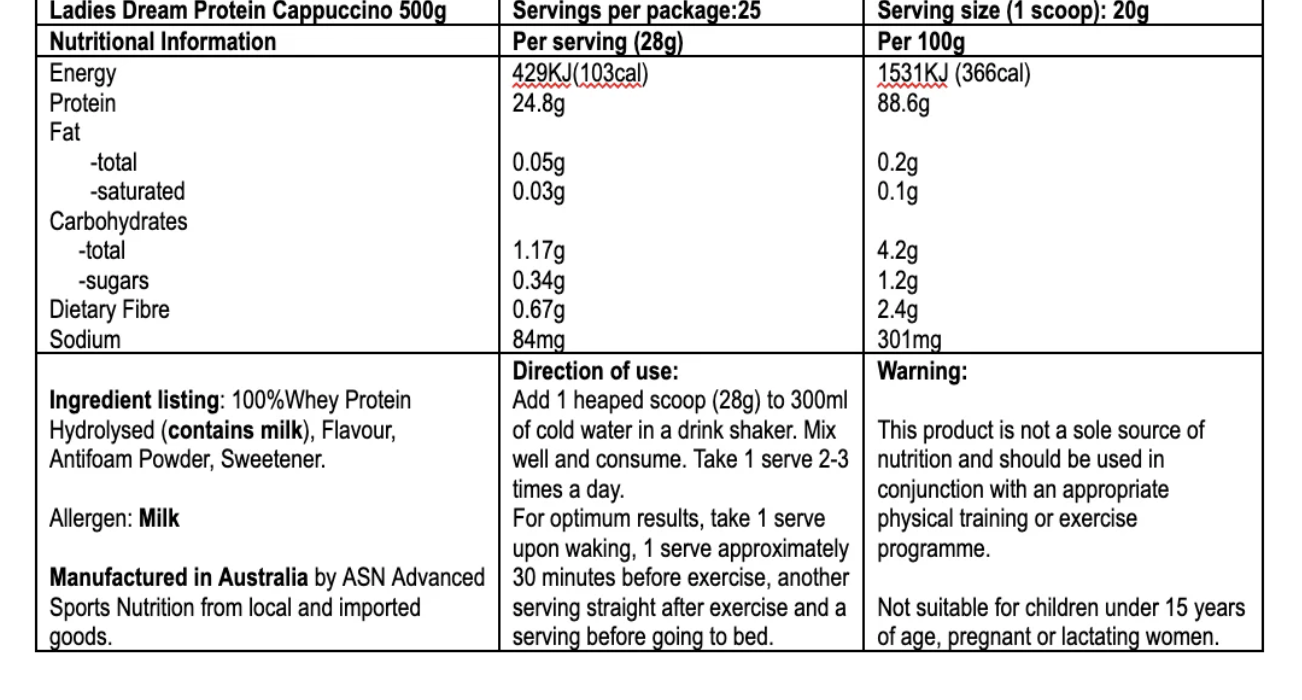 ASN LADIES DREAM PROTEIN POWDER